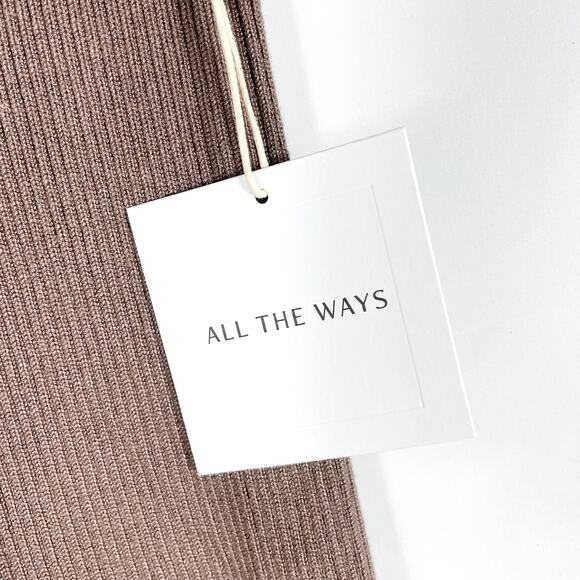 ALL THE WAYS Kasey Knit Jogger Pant Mocha Brown Ribbed Drawstring Sz S - Picture 9 of 10